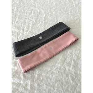 Lululemon Fly Away Tamer Headband II Luxtreme Pink Grey Running Athletic Set 2